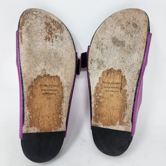 Isabel Marant Slide Sandal Women 6 Lennyo Fuchsia Pink Metallic Snakeskin Buckle - Picture 9 of 10